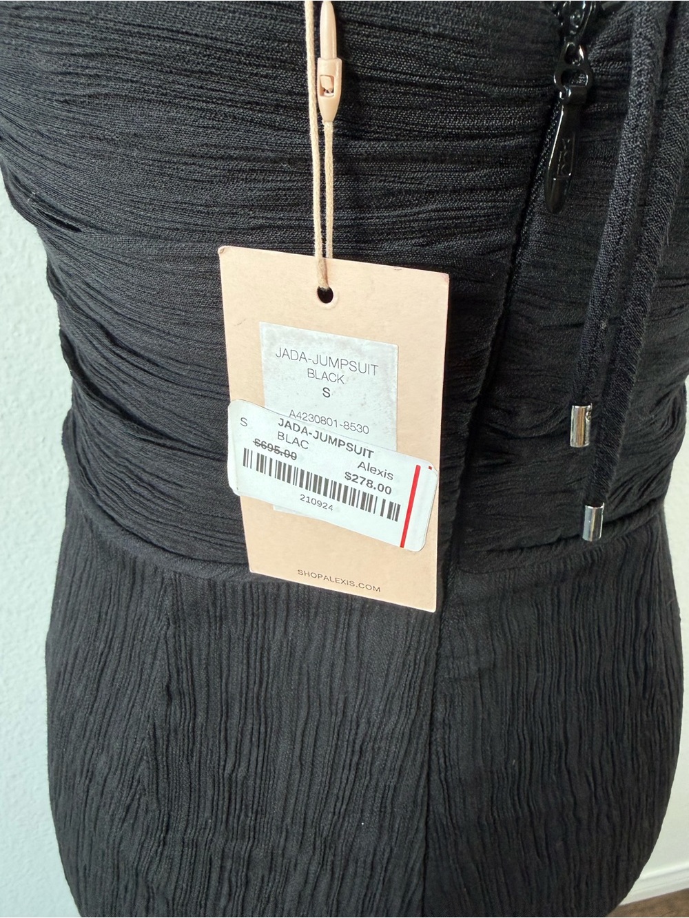 NWT Alexis Black Jada Plissé Keyhole Halter Wide-leg Jumpsuit - Picture 10 of 12